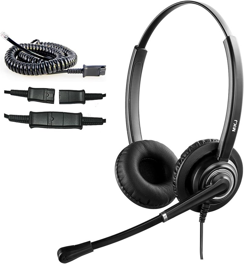 MKJ Telephone Headset with Microphone Noise Canceling Corded RJ9 Dual Ear Cisco Headset for Cisco Landline Phone CP-7821 CP-7841 7931G 7940 7942G 7945G 7960 7962G 7965G 7970 8841 8865 8961 9951 - Image 1
