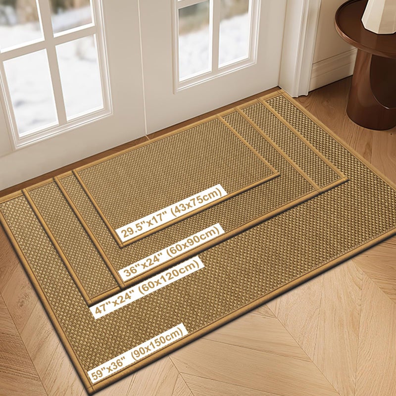 LEKEEPGO Door Mat 24"x36", Non Slip Door Mat Indoor Entrance, Rubber Backing Front Indoor Door mats Washable Absorbent Doormat Low-Profile Entryway Entry Resist Dirt Inside Door Mats, Light Brown - Image 2