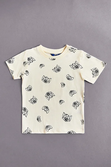 R&B 2 Pack Tom & Jerry Printed T-Shirts with Crew Neck and Shorts Sleeves