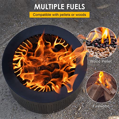 STBoo Smokeless Fire Pits for Outside with Portable Carrying Storage Bag, 20x14 Inch Firepits Outdoor Wood Burning, Low Smoke Outdoor Fireplace for Bonfire Picnic Backyard Cooking on Beach, Black, L - Image 2