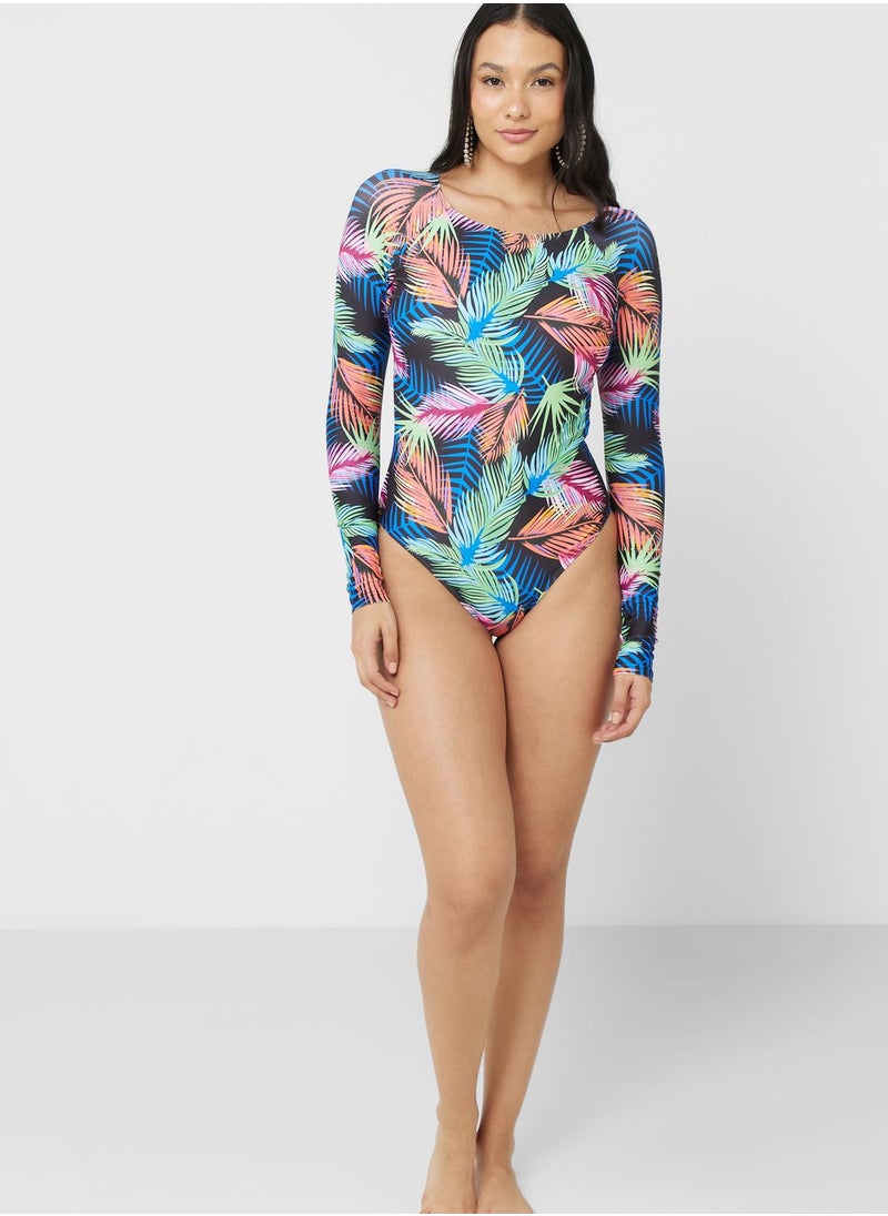 FRWD - Long Sleeve Printed Swimsuit - Image 1