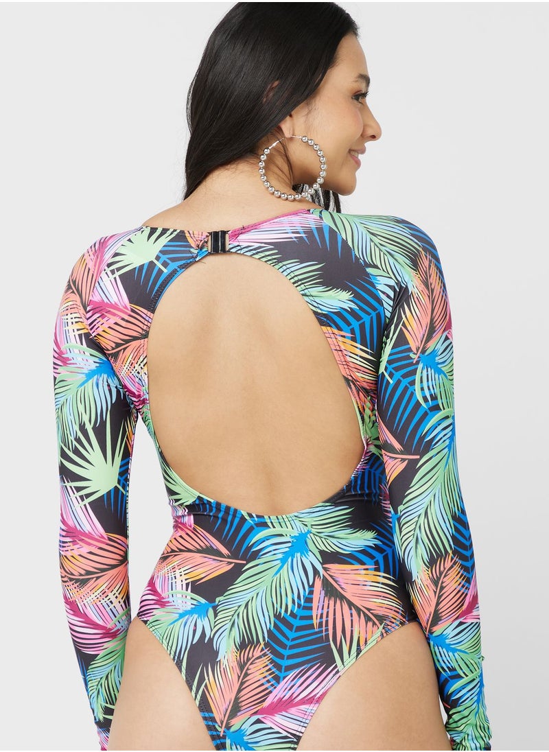 FRWD - Long Sleeve Printed Swimsuit - Image 1