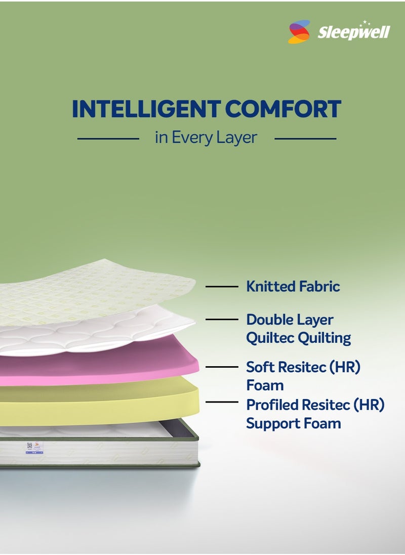 Sleepwell - Sleepwell Utsav Comfort Regular Mattress | Quiltec & Resitec (HR) Foam | Soft-Top Feel | Neem Fresche Technology | | Comfort & Support | Queen Size | (200L X 150W X 17.5H cm) | 2 Yrs Warranty - Image 1