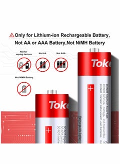 Y&D 18650 Battery Charger, 3.7V 4 Bay Li-ion Charger for Rechargeable Lithium Batteries 26650 21700 10400 14500 16340 16650 18500 (Only USB Charger)  - Image 2