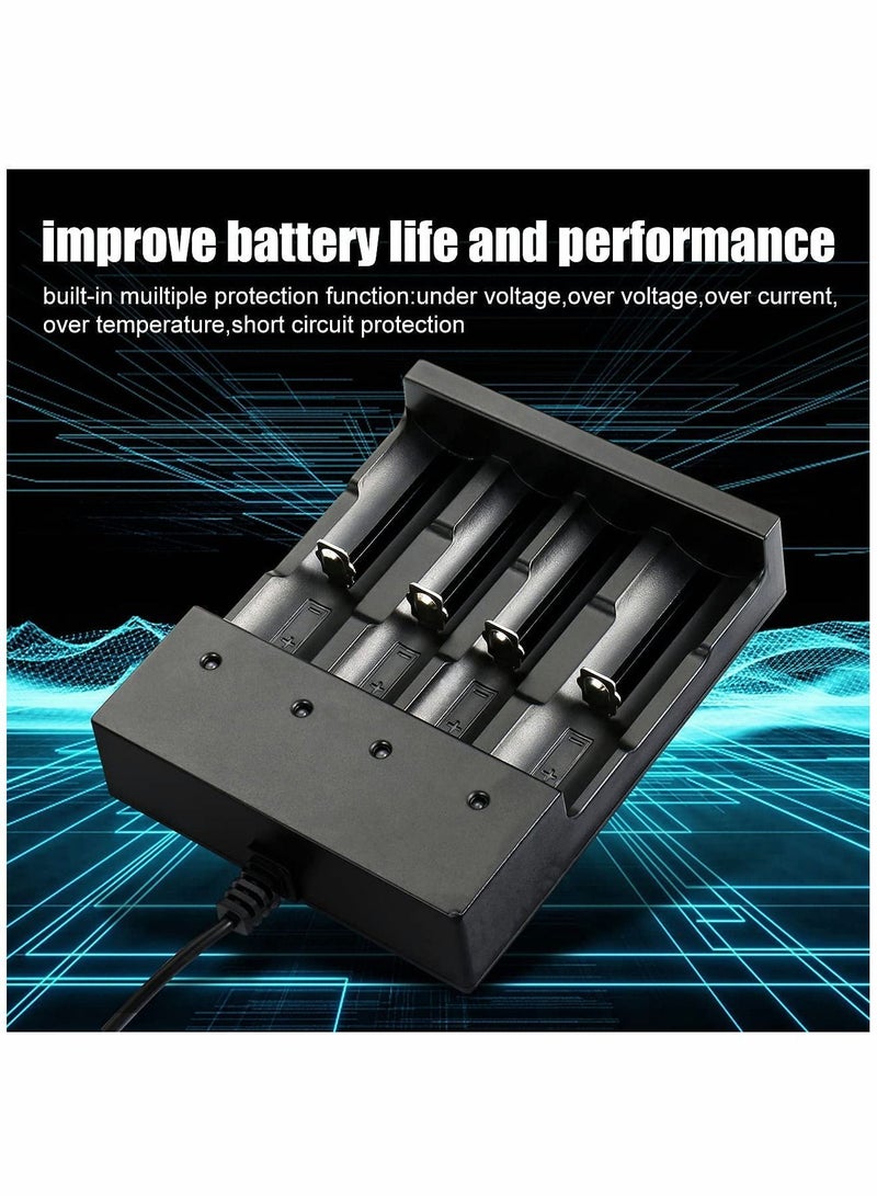 Y&D 18650 Battery Charger, 3.7V 4 Bay Li-ion Charger for Rechargeable Lithium Batteries 26650 21700 10400 14500 16340 16650 18500 (Only USB Charger) - Image 5