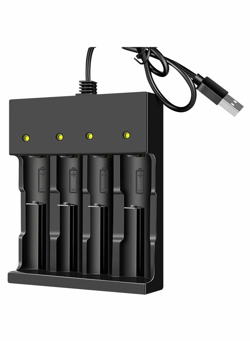 Y&D 18650 Battery Charger, 3.7V 4 Bay Li-ion Charger for Rechargeable Lithium Batteries 26650 21700 10400 14500 16340 16650 18500 (Only USB Charger) - Image 1