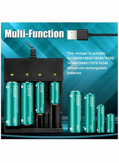 Y&D 18650 Battery Charger, 3.7V 4 Bay Li-ion Charger for Rechargeable Lithium Batteries 26650 21700 10400 14500 16340 16650 18500 (Only USB Charger)  - Image 3