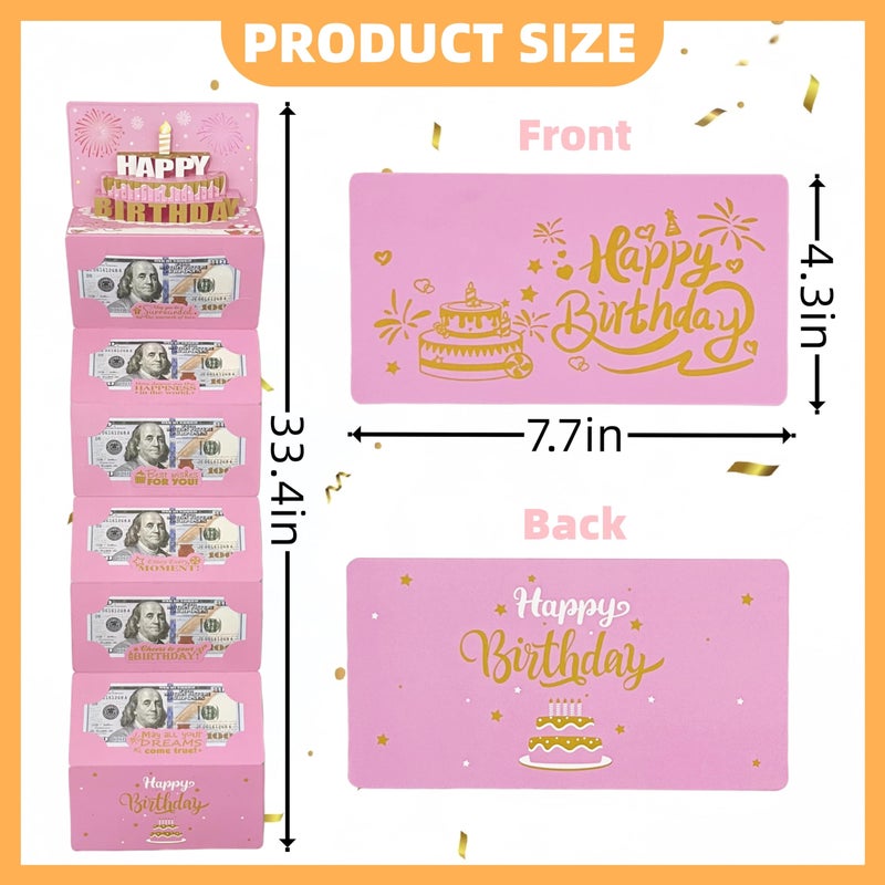 JINSTABAG Birthday Money Envelope for Cash Gifts, Birthday Card Money Holder with 3D Cake and DIY Sticker 16th 18th 21th Any Age, Money Gift Ideas for Men Women Girl Boy. (Pink) - Image 5