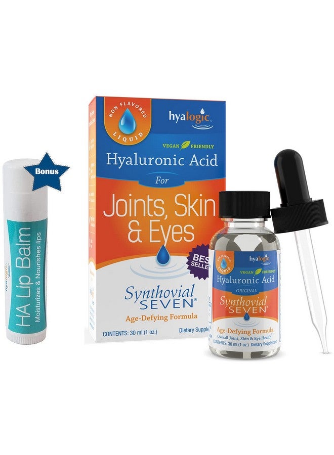 Hyalogic Liquid Synthovial Seven - Oral Hyaluronic Acid Supplement 1oz with Bonus Lip Balm HA Stick - Skin, Body and Lip Hydration - Image 1