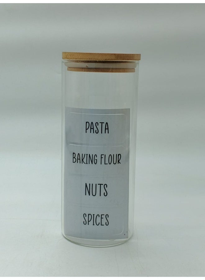 Genaric وعاء تخزين زجاجي أنيق بغطاء من الخيزران - تنظيم مخزن الطعام