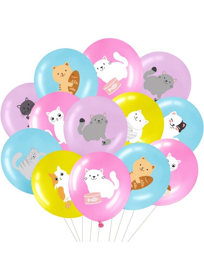 Threan 36 Pcs Cat Theme Party Latex Balloons Animal Print Decorations Cartoon Cat Party Favors for Boy Girls Kitty Theme Birthday Supplies, 12 Inches - Image 1