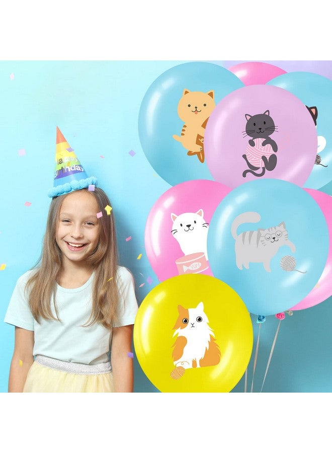 Threan 36 Pcs Cat Theme Party Latex Balloons Animal Print Decorations Cartoon Cat Party Favors for Boy Girls Kitty Theme Birthday Supplies, 12 Inches - Image 4