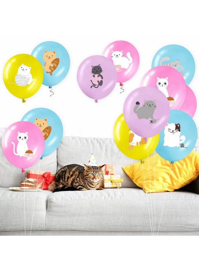 Threan 36 Pcs Cat Theme Party Latex Balloons Animal Print Decorations Cartoon Cat Party Favors for Boy Girls Kitty Theme Birthday Supplies, 12 Inches - Image 5