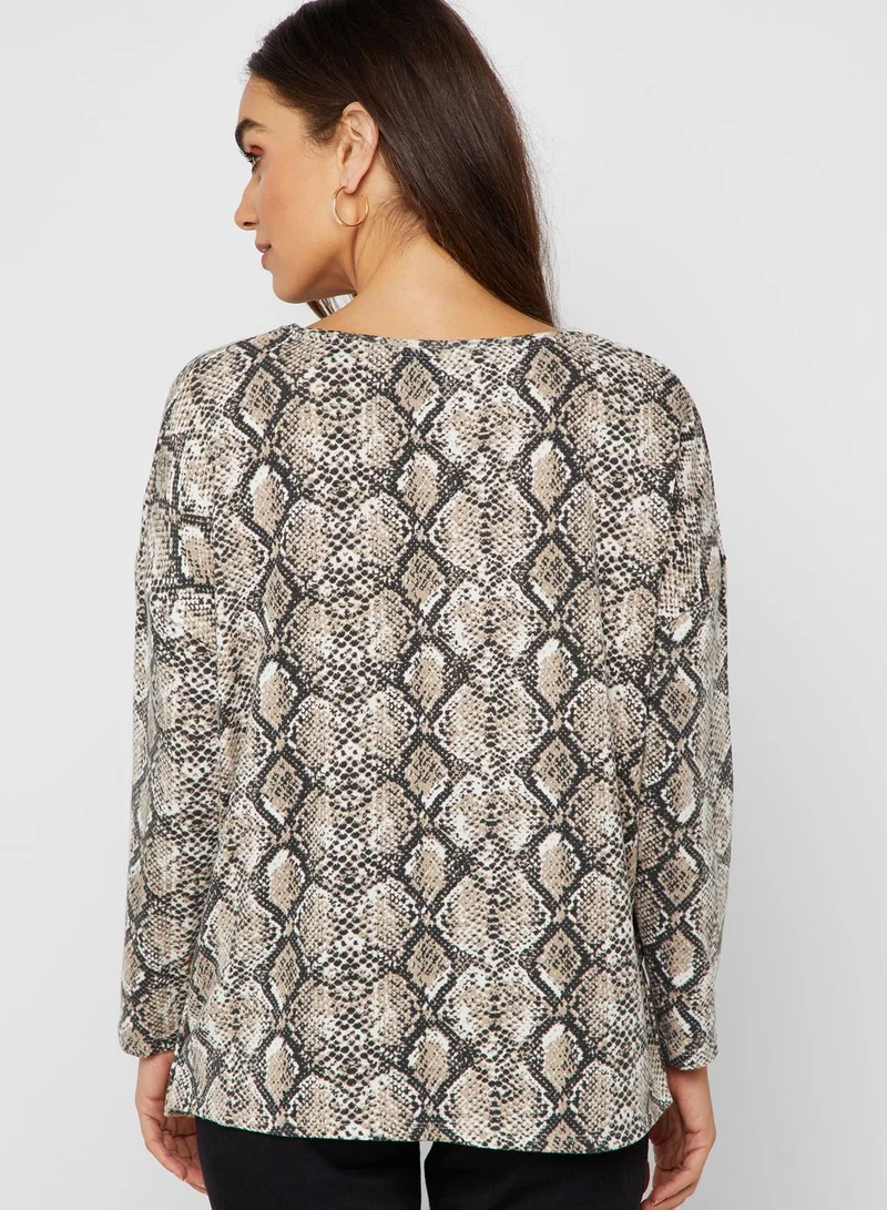 DOROTHY PERKINS Snake Print Brushed Popper Side Top
