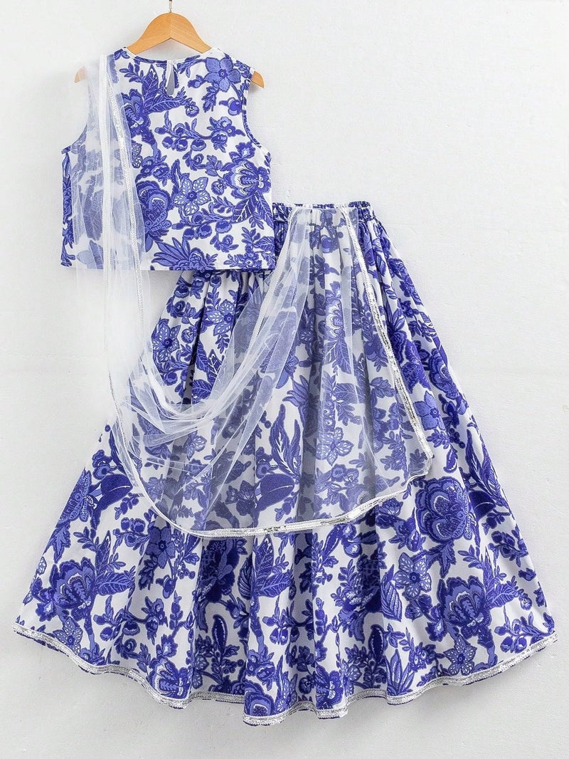 TAGAS Store Tagas Girls Floral Printed Lehenga Choli Set with Dupatta for Girls| Traditional Girl Ethnic Wear|Ethnicwear for girls| - Image 3