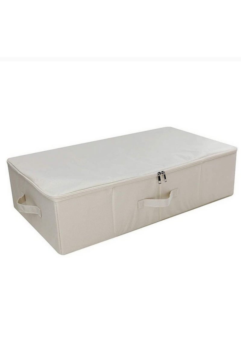 Fabric Under Bed Storage Box Cotton Linen with Double Zipper Closet Sorting Box Foldable Under Bed Storage Bag Organizer for Clothes Blankets Shoes Seasonal Items - Image 1