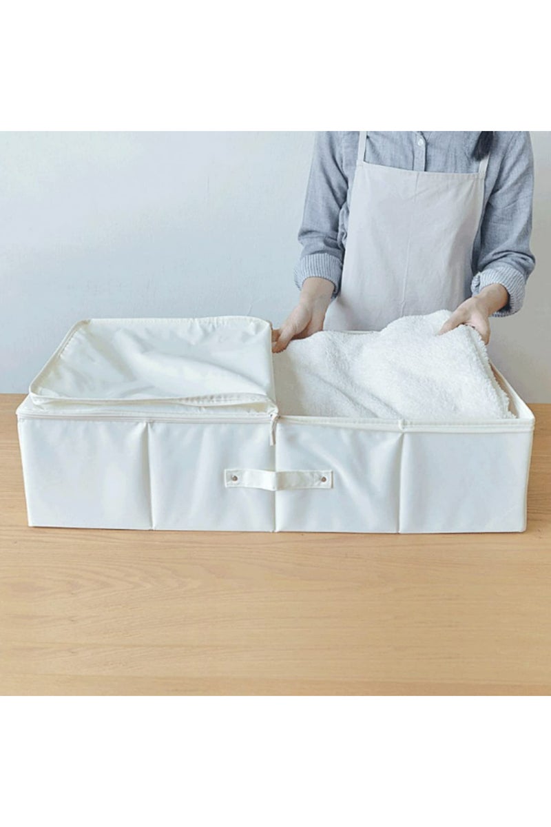 Fabric Under Bed Storage Box Cotton Linen with Double Zipper Closet Sorting Box Foldable Under Bed Storage Bag Organizer for Clothes Blankets Shoes Seasonal Items - Image 4