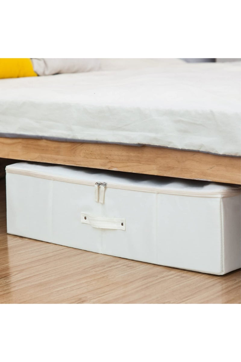 Fabric Under Bed Storage Box Cotton Linen with Double Zipper Closet Sorting Box Foldable Under Bed Storage Bag Organizer for Clothes Blankets Shoes Seasonal Items - Image 5