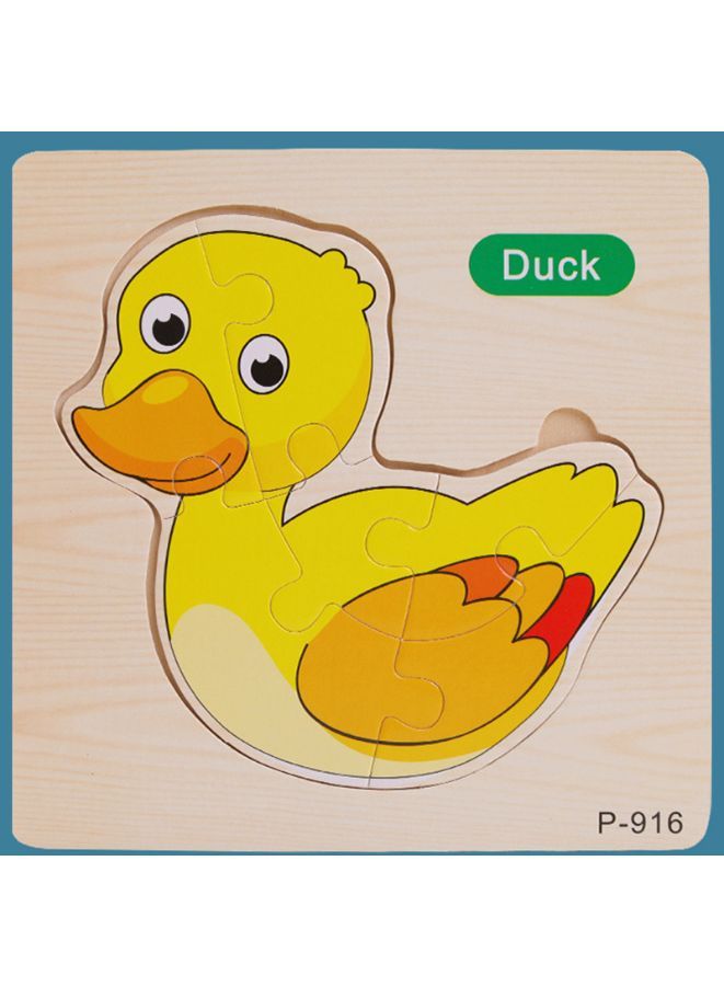 Jigsaw 3D Wooden Puzzle Toys Cartoon Animals Traffic Cards Intelligence Early Learning Toy for Children Animal Set Duck - Image 1