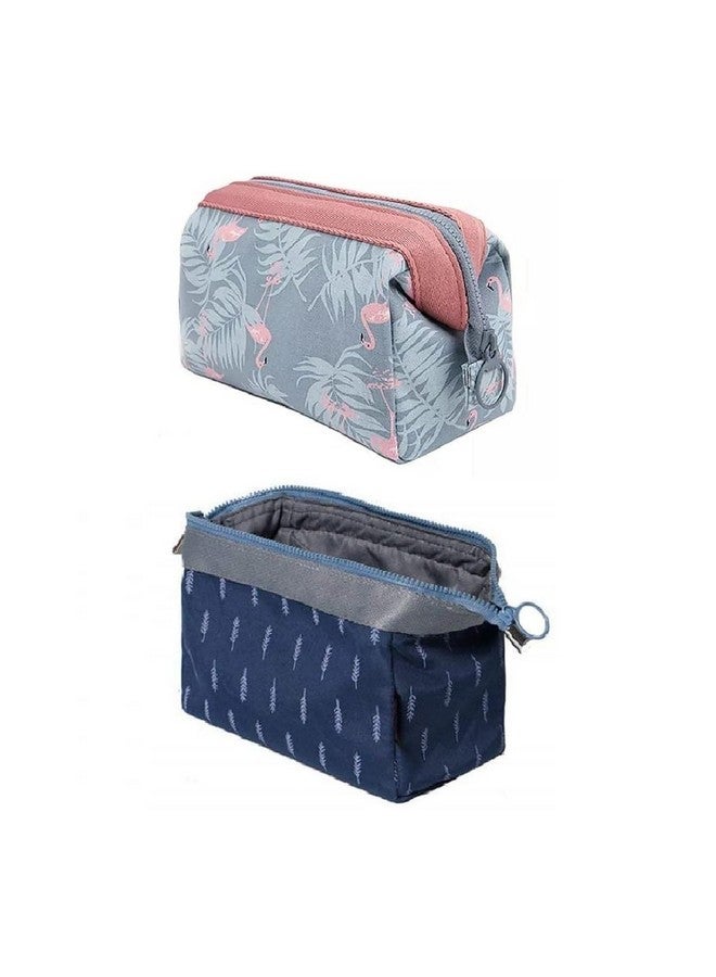 PUSHKH Travel Cosmetic Pouch Portable Makeup Organizer Toiletry Zipper Bags for Women Ladies Girls, Pack of 2 - Image 2