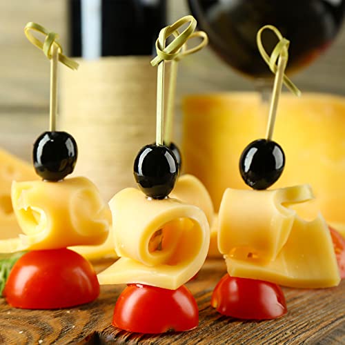 Vicuna R 200PCS Cocktail Picks Bamboo Skewers for Appetizers, Fancy Toothpicks for Appetizers, 4.7 Inch Long Decorative Knot Bamboo Cocktail Sticks for Party Drinks Food Fruit Charcuterie Boards Accessories - Image 3