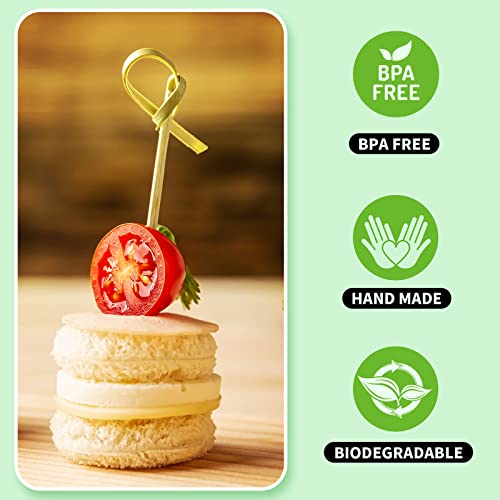Vicuna R 200PCS Cocktail Picks Bamboo Skewers for Appetizers, Fancy Toothpicks for Appetizers, 4.7 Inch Long Decorative Knot Bamboo Cocktail Sticks for Party Drinks Food Fruit Charcuterie Boards Accessories - Image 2