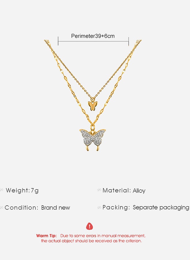 Take Two Rhinestone Butterfly Pendant Layered Necklace - Image 4