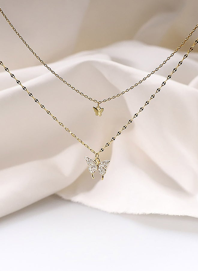 Take Two Rhinestone Butterfly Pendant Layered Necklace - Image 2