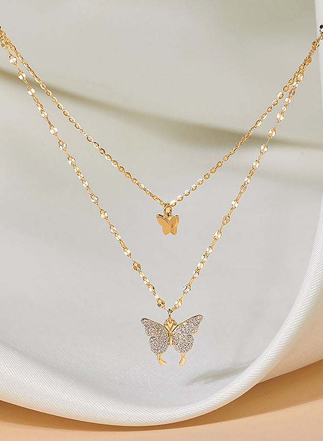 Take Two Rhinestone Butterfly Pendant Layered Necklace - Image 3