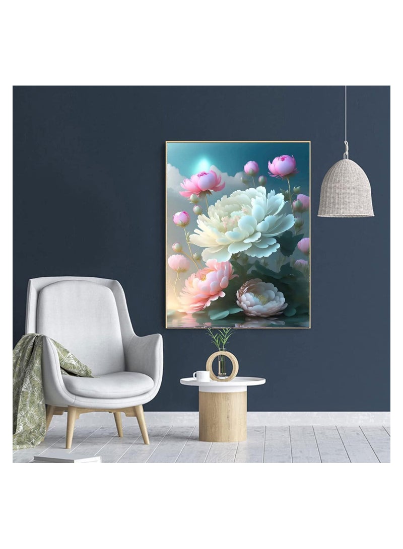 Excefore 5D Diamond Painting,  5D Flower Diamond Painting Art Kits for Adults Beginner, DIY Full Drill Embroidery Cross Stitch Crystal Rhinestone Paintings Pictures for Home Wall Decor 12 X 16 Inch - Image 3