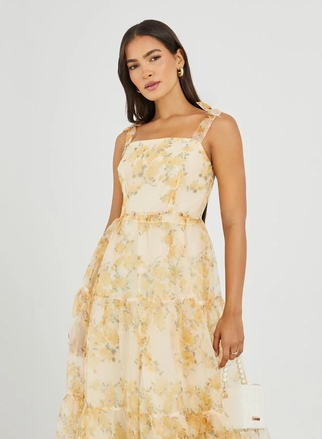 Styli Floral Chiffon Dress