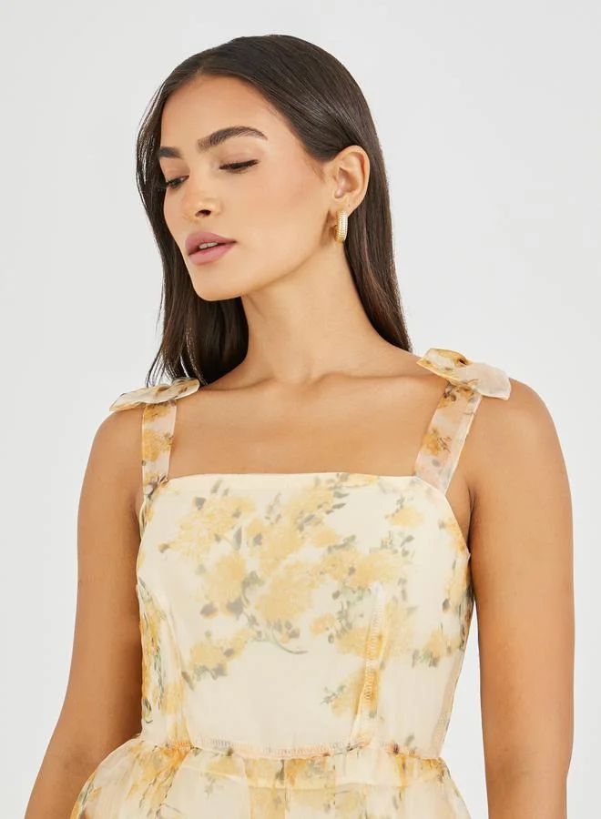 Styli Floral Chiffon Dress