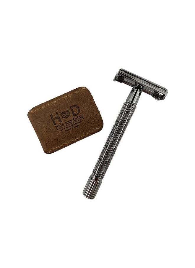 Hide & Drink - Leather Double Edge Safety Razor Head Protective Sheathshaving Travel Cover Handmade Includes 101 Year Warranty :: Single Malt Mahogany - Image 1