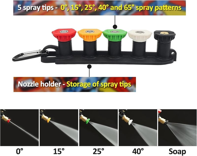 Bear Force 1/4" Quick Release Pressure Washer Snow Foam Cannon Lance Gun-1L Bottle, 5 Color Nozzles Tips, and Adjustable Foam Lance Gun, Water Gun M22-14mm, Perfect for Car Wash and Courtyard Cleaning Diverse purchase plan - Image 5