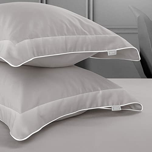 Spread Spain Italian Cotton Standard Pillow Cases Set of 2 Super Soft and Breathable Envelope Closure Pillowcases 18" x 27" Inches Standard Size with 500 Thread Count Light Grey - Image 1