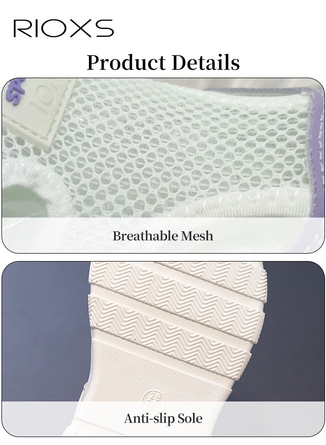 RIOXS Kids Sandals, Boys Girls Water Shoes, Lightweight Breathable Sandals with Velcro, Athletic Casual Slip-On Sneakers for Toddler, Beach Sport Barefoot Aqua Sandals for Swim Surf Indoor Outdoor Activities, Fluorescent, Violet - Image 5