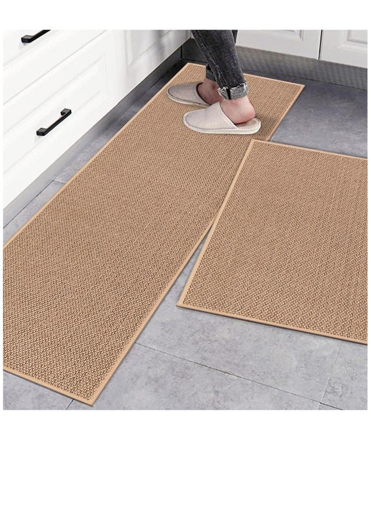 Scrolls Kitchen Rugs and Mats Washable [2 PCS] Non-Skid Natural Rubber Kitchen Mats for Floor Runner Rugs Set for Kitchen Floor Front of Sink, Hallway, Laundry Room 44cm*75cm+44cm*120cm - Image 1