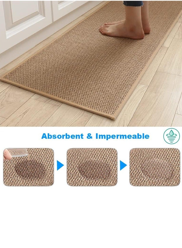 Scrolls Kitchen Rugs and Mats Washable [2 PCS] Non-Skid Natural Rubber Kitchen Mats for Floor Runner Rugs Set for Kitchen Floor Front of Sink, Hallway, Laundry Room 44cm*75cm+44cm*120cm - Image 2