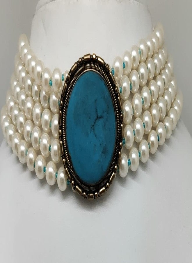 DCA White Pearl Women Choker with Pendant (4394) - Image 4