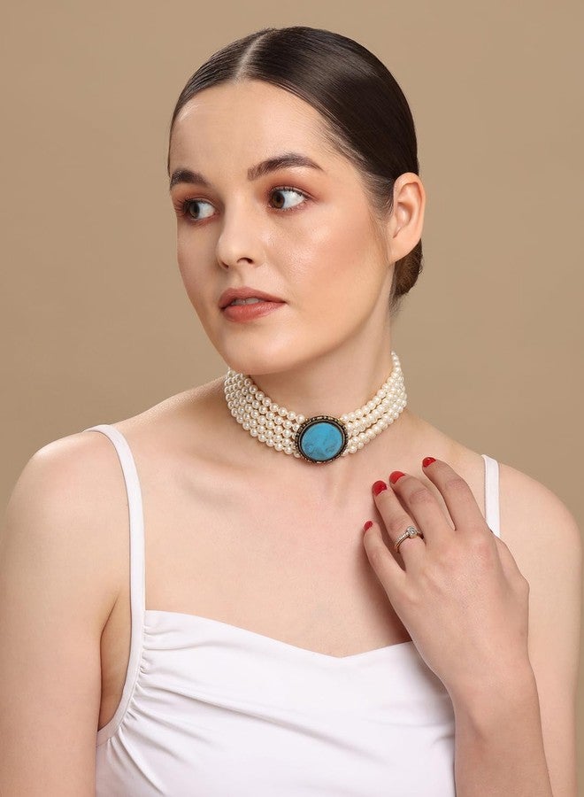 DCA White Pearl Women Choker with Pendant (4394) - Image 2