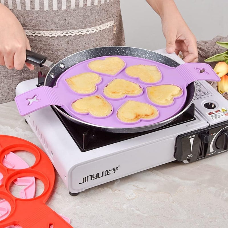 TUKE Nonstick Pancake Molds Ring Silicone Fried Egg Mould Reusable Pancake Maker Egg Ring Kitchen Cooking Baking Tools (Heart Shape) - Image 4