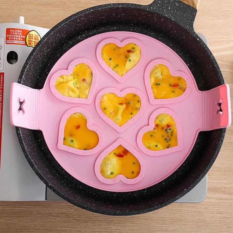 TUKE Nonstick Pancake Molds Ring Silicone Fried Egg Mould Reusable Pancake Maker Egg Ring Kitchen Cooking Baking Tools (Heart Shape) - Image 1