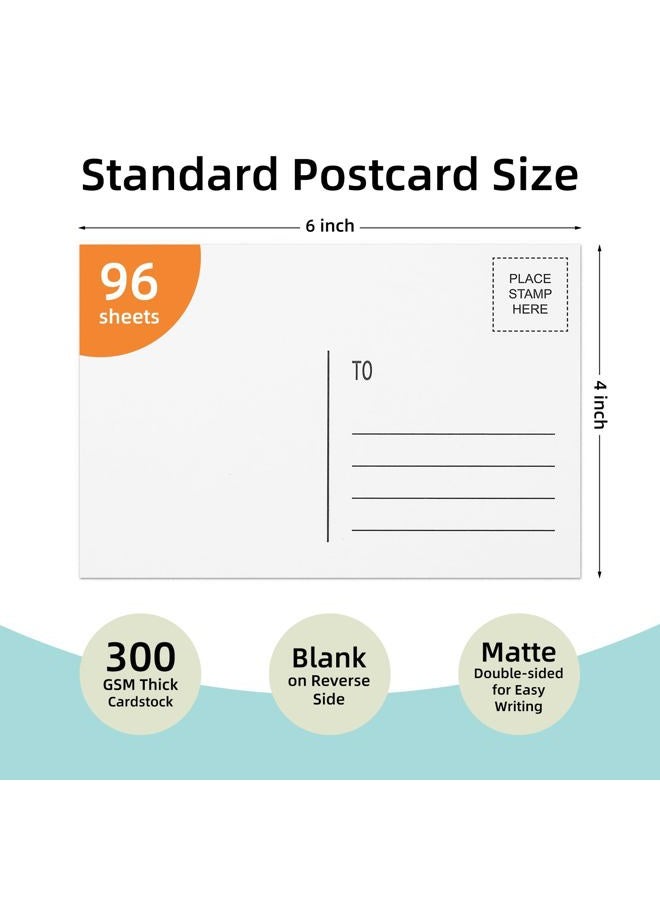 Goefun Blank Postcards for Mailing 4x6, 300 GSM Printable Postcards White Blank Post Cards Bulk for Thank You Notes, DIY Greetings, Invitations, and Art Projects, 96 Pack - Image 2