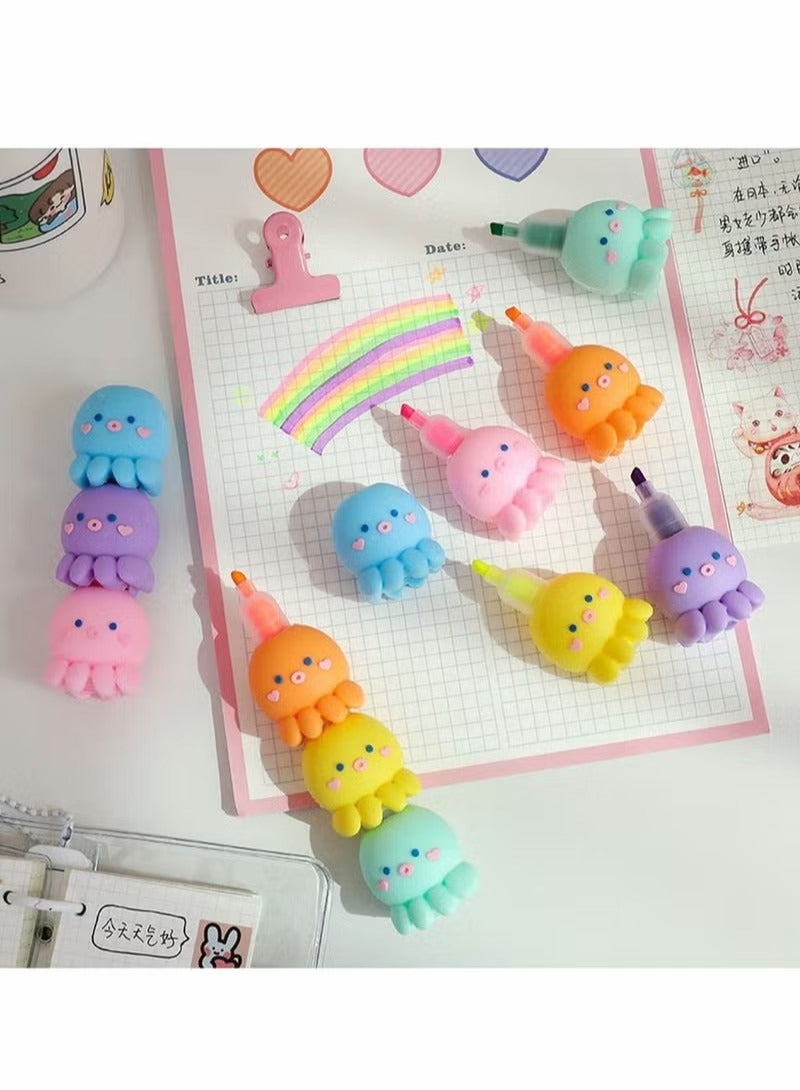 Highlighters, Colorful Octopus Shaped Highlighter, Pastel Highlighter Set Cute Silicone Octopus Highlighter Pens, for Adults Kids Students Writing Graffiti School Office Supplies, 6 PCS - Image 5