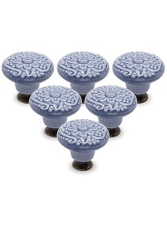 KASTWAVE Drawer Knobs, Greyish Blue Cabinet Knobs, Retro Ceramic Dresser Knobs, 33mm Drawer Knobs Door Knobs Drawer Pulls Dresser Handles with Mounting Screws 12pcs, 1.3"  - Image 1