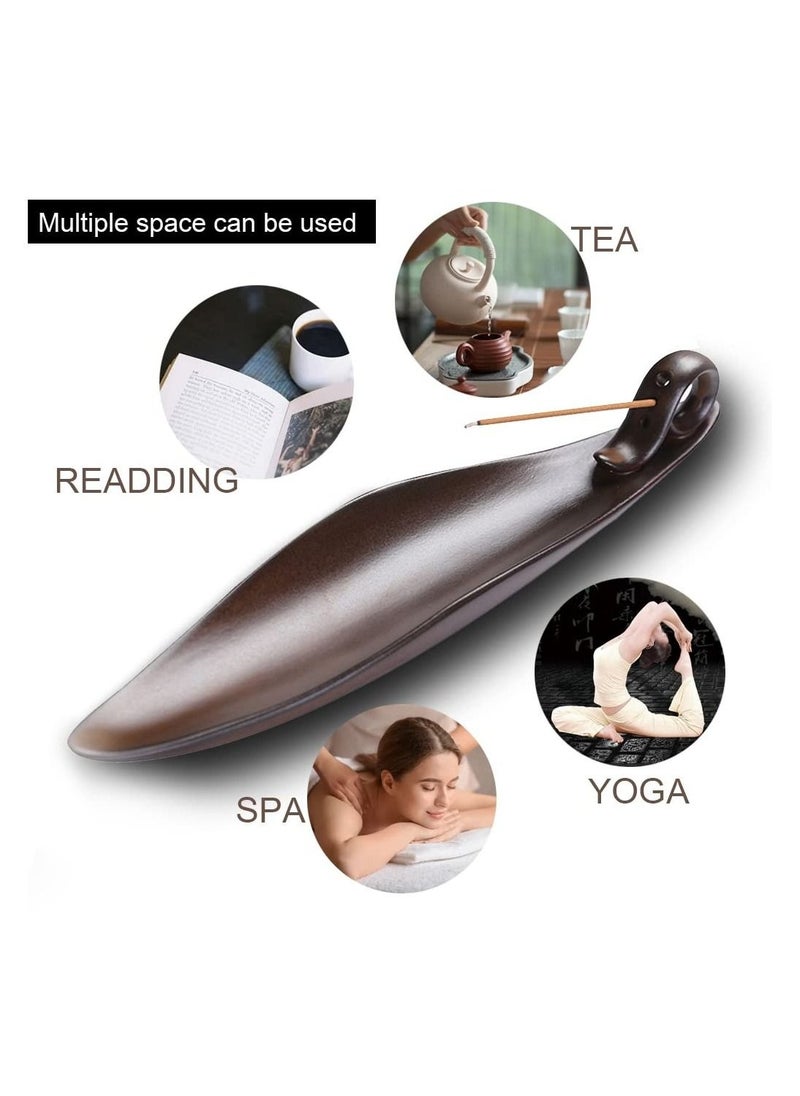 Coconut - Incense Stick Holder with 3 Holes, 9 Inch Length Ceramic Incense Ash Cather for Counters, Meditation Room, Yoga, Home, Office, Brown - Image 1