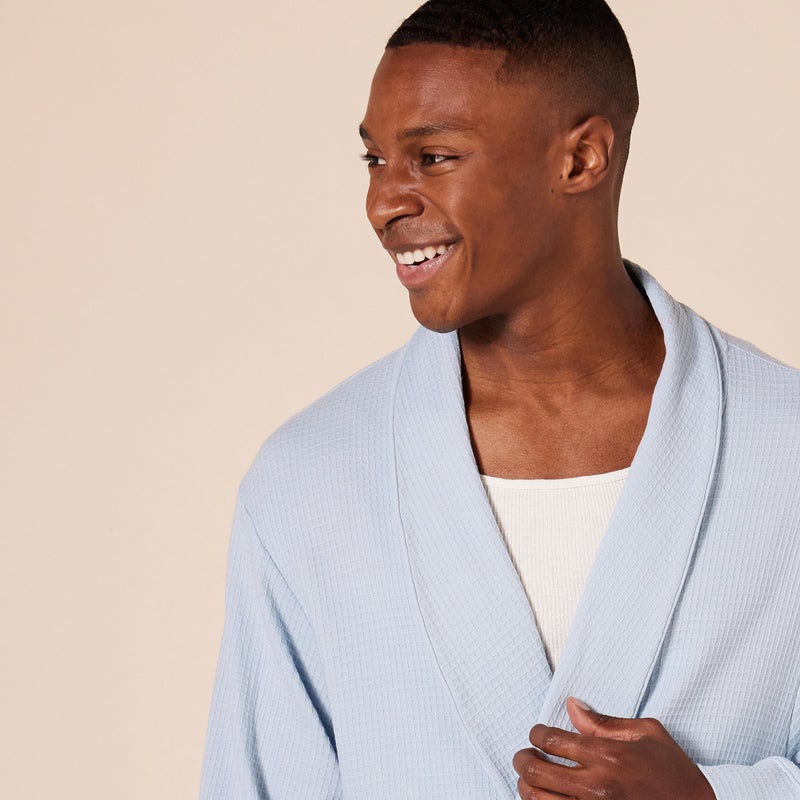 Amazon Essentials Amazon Essentials Men's Lightweight Waffle Robe (Available in Big & Tall), Dusty Blue, XX-Large  - Image 3