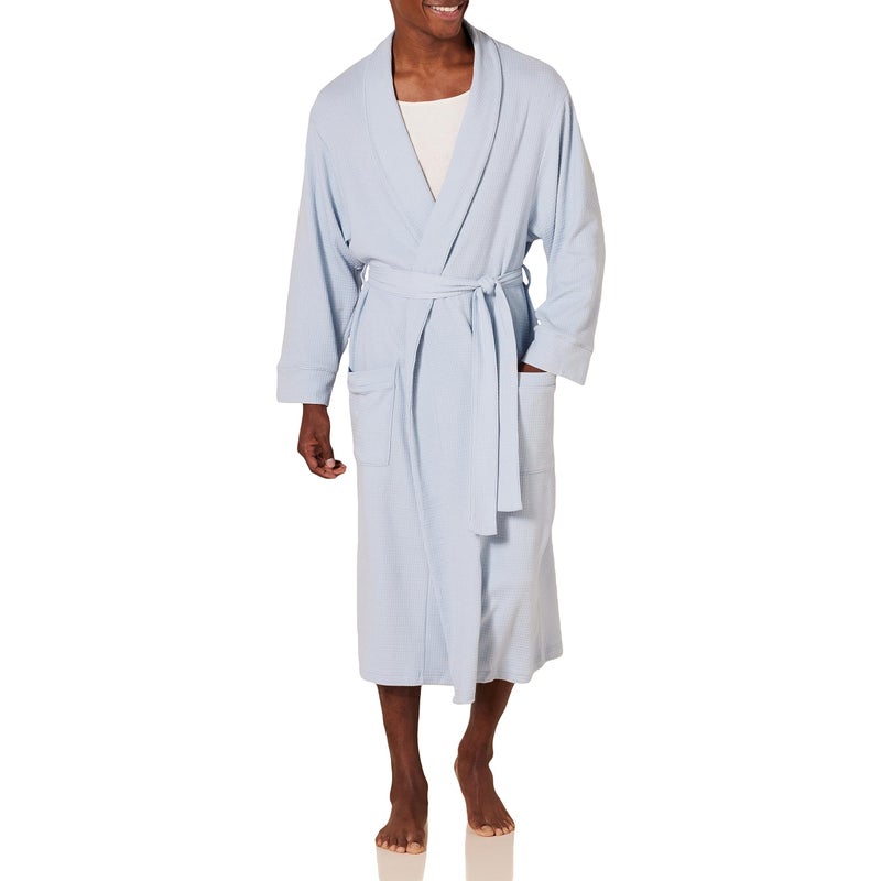 Amazon Essentials Amazon Essentials Men's Lightweight Waffle Robe (Available in Big & Tall), Dusty Blue, XX-Large  - Image 1