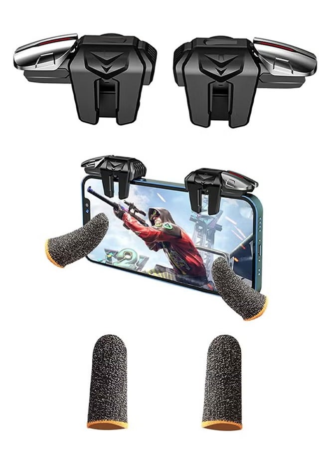Beauenty Mobile Game Controller Trigger, 6 Finger Game Trigger, Sensitive Shoot TargetMetal ons for PUBG/Fortnite/Call of Duty/Rules of Survival and many other games(include 2pcs Finger Sleeves)  - Image 1