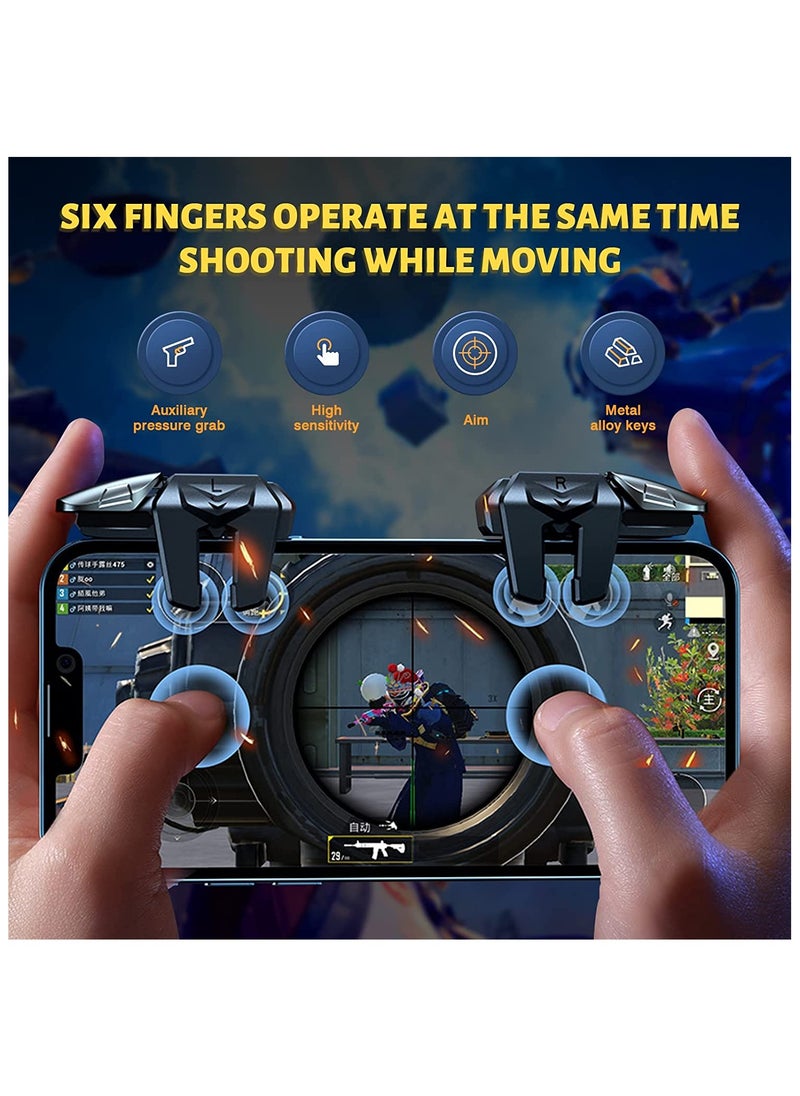 Beauenty Mobile Game Controller Trigger, 6 Finger Game Trigger, Sensitive Shoot TargetMetal ons for PUBG/Fortnite/Call of Duty/Rules of Survival and many other games(include 2pcs Finger Sleeves)  - Image 2
